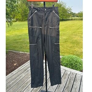 Bugle Boy Co. Zipper Accent Pants Streetwear Style Black‎ Trousers 27 x 32